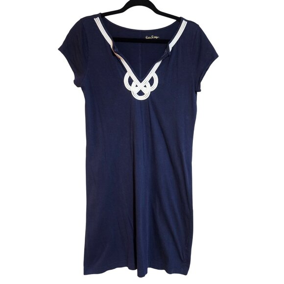 LilyPulitzer Womens Navy Med Mini Dress Pima Cotton Nautical Preppy Resortcore - Picture 2 of 13